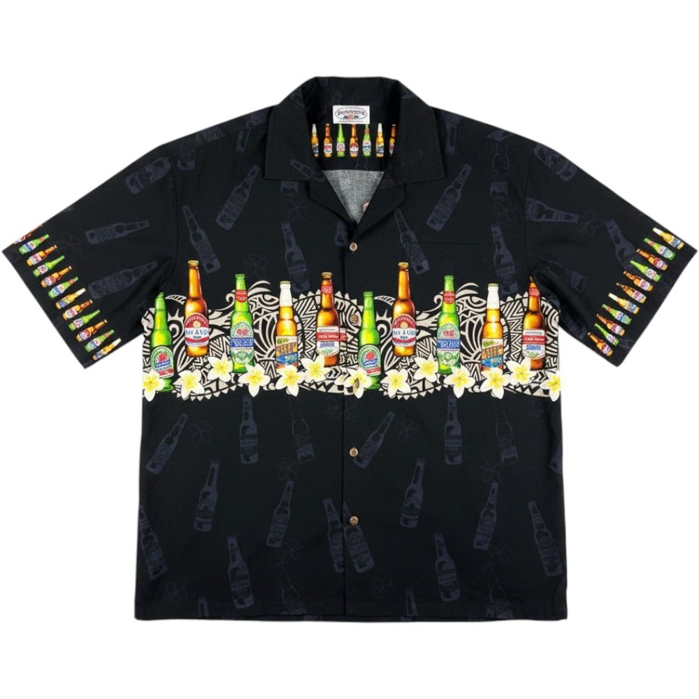 Vintage 90s Pacific Legend Hawaiian Shirt Mens XL Beer Bottle Print Made In USA